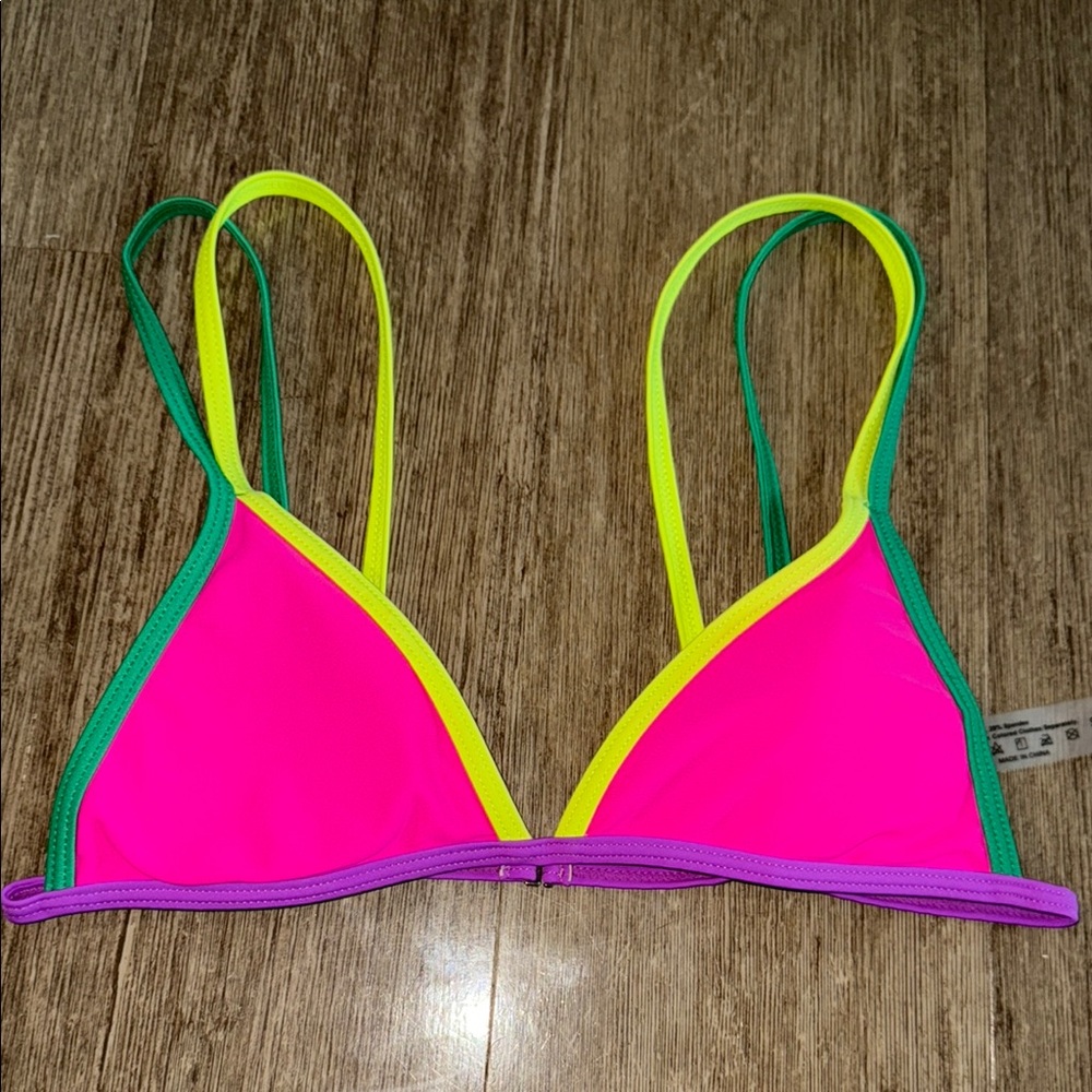 Neon Pink Bikini Bottom with Colorful Trim
